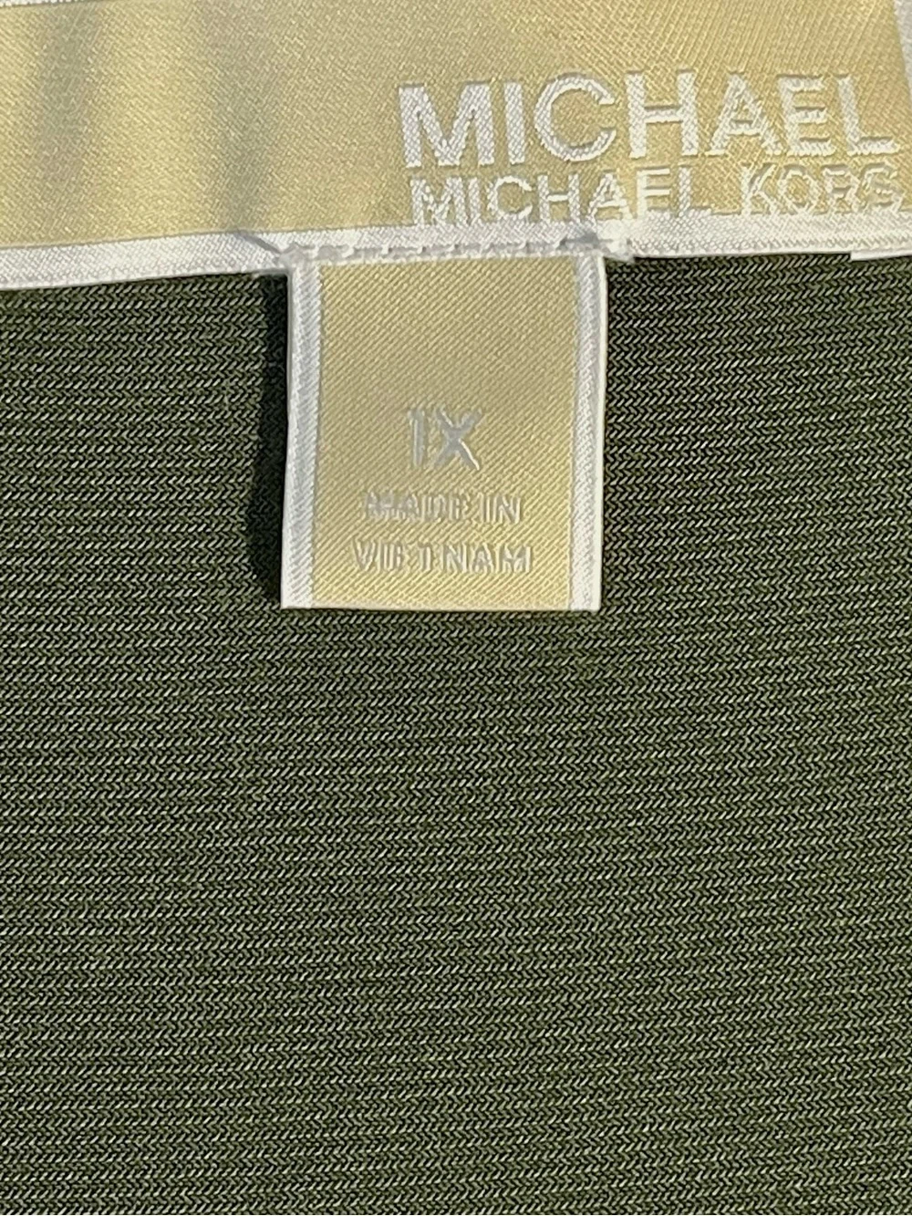 Michael Michael Kors Olive GreenTiered Maxi Dress Lace Up Chain V-Neck Sz1X